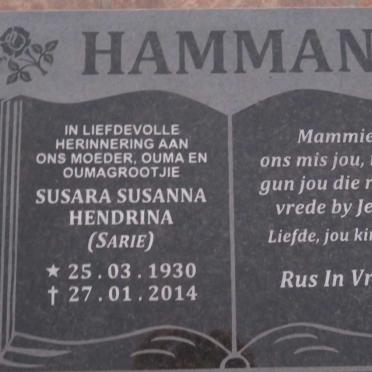 HAMMAN Susara Susanna Hendrina 1930-2014