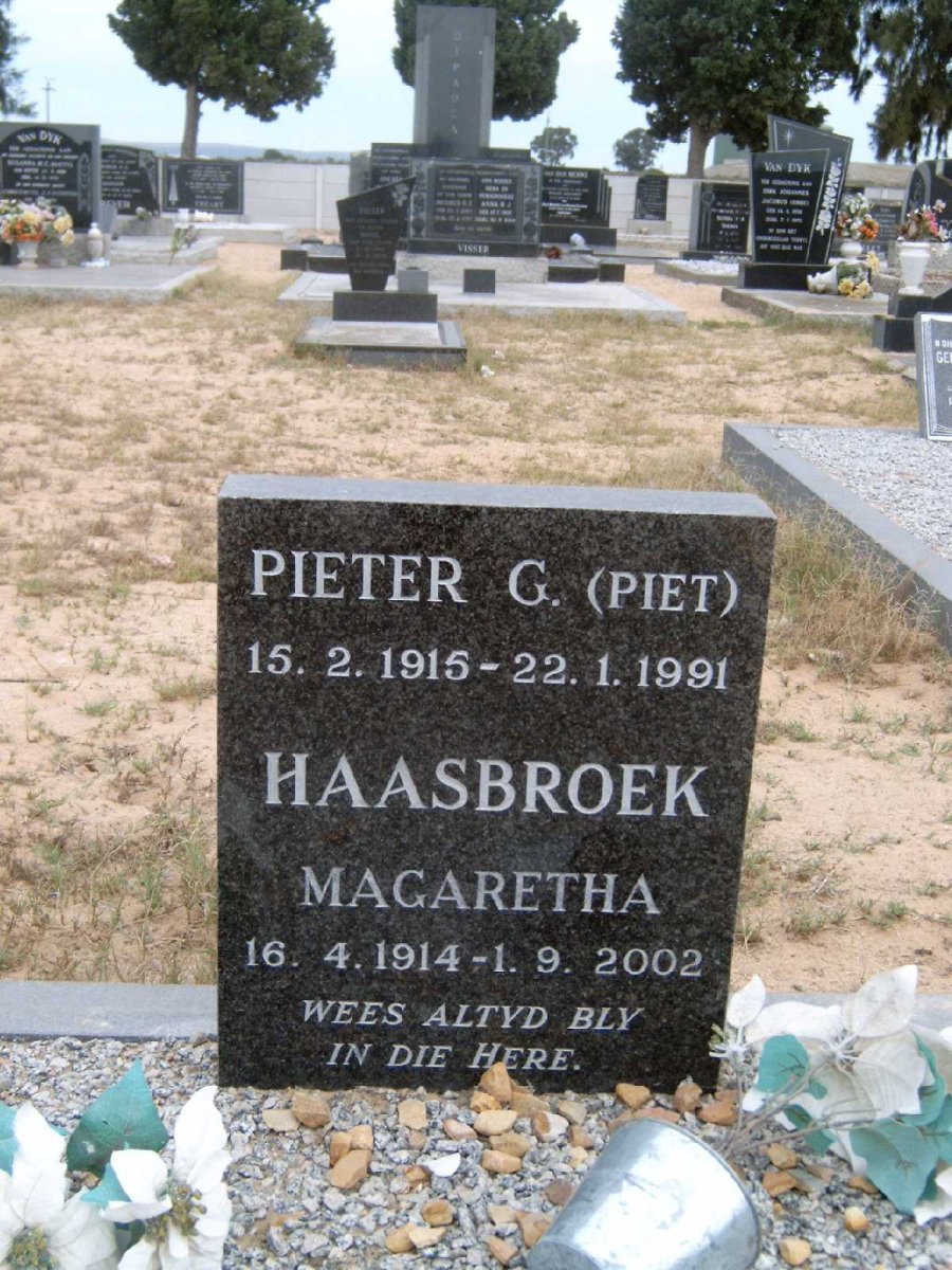 HAASBROEK Pieter G. 1915-1991 &amp; Magaretha 1914-2002