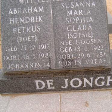 JONGH Abraham Hendrik Petrus, de 1912-1988 &amp; Sophia Clara GOOSEN 1922-1988