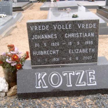 KOTZÉ Johannes Christiaan 1926-1995 &amp; Huibrecht Elizabeth 1931-2007
