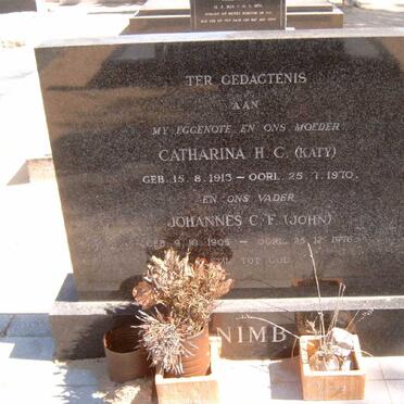 NIMB Johannes C.F. 1905-1976 &amp; Catharina H.C. 1913-1970