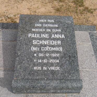 SCHNEIDER Pauline Anna nee COLOMBO 1922-2004