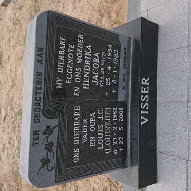 VISSER Louis J.C. 1952-2008 &amp; Hendrika Jacoba DE WITT 1954-1983 :: VISSER Louise 1979-2017