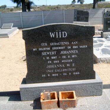 WIID Siewert Johannes 1897-1971 &amp; Johanna W.E. GALLOWITCH 1905-1980