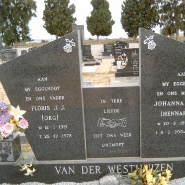 WESTHUIZEN Floris J.J., van der 1921-1978 &amp; Johanna C.M. 1933-2004