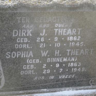 THEART Dirk J. 1862-1945 &amp; Sophia W.H. BINNEMAN 1863-1949