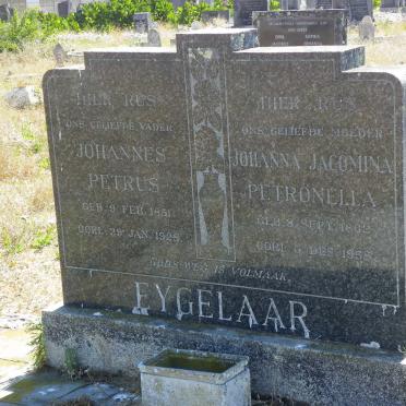 EYGELAAR Johannes Petrus 1851-1929 &amp; Johanna Jacomina Petronella 1862-1958