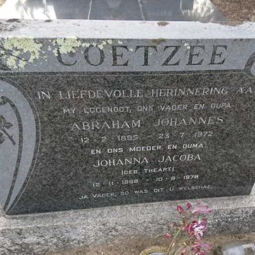 COETZEE Abraham Johannes 1895-1972 &amp; Johanna Jacoba THEART 1898-1978