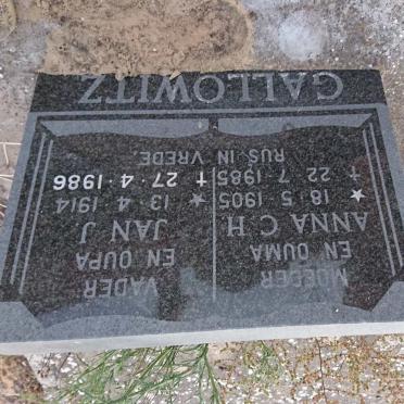 GALLOWITZ Jan J. 1914-1986 &amp; Anna C.H. 1905-1985