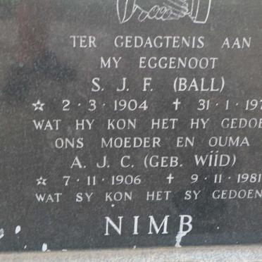 NIMB S.J.F. 1904-1976 &amp; A.J.C. WIID 1906-1981