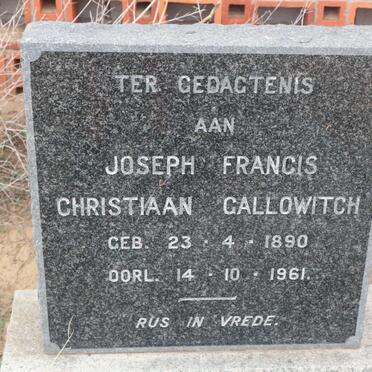 GALLOWITCH Joseph Francis Christiaan 1890-1961