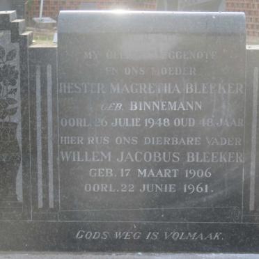 BLEEKER Willem Jacobus 1906-1961 &amp; Hester Magretha BINNEMANN -1948