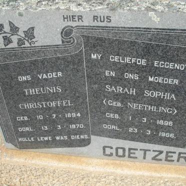 COETZER Theunis Christoffel 1894-1970 &amp; Sarah Sophia NEETHLING 1896-1966