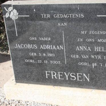 FREYSEN Jacobus Adriaan 1917-2002 &amp; Anna Helena VAN WYK 1921-1968