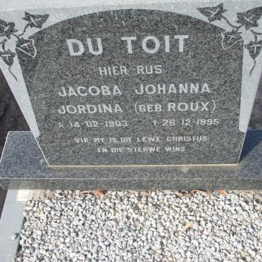 TOIT Jacoba Johanna Jordina, du nee ROUX 1903-1995 