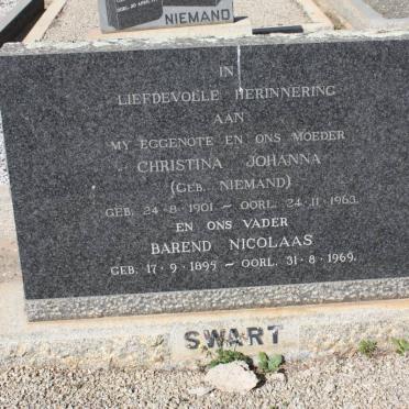 SWART Barend Nicolaas 1895-1969 &amp; Christina Johanna NIEMAND 1901-1963