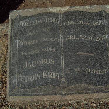 KRIEL Jacobus Petrus 1870-1952