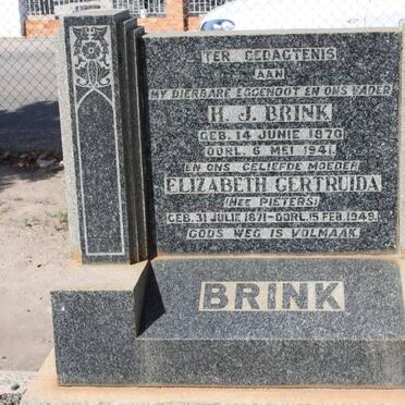 BRINK  H.J. 1870-1941 &amp; Elizabeth Gertruida PIETERS 1871-1949