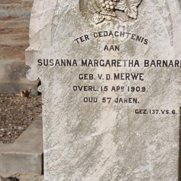 BARNARD Susanna Margaretha nee v.d. MERWE -1909