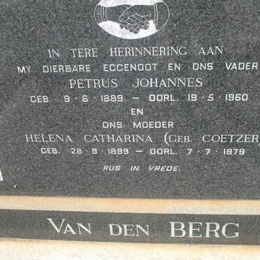 BERG Petrus Johannes. van den 1889-1960 &amp; Helena Catharina COETZER 1899-1979