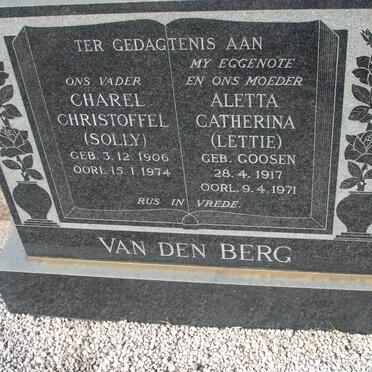 BERG Charel Christoffel, van den 1906-1974 &amp; Aletta Catherina GOOSEN 1917-1971
