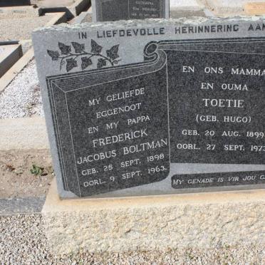 BOLTMAN Frederick Jacobus 1898-1963 &amp; Toetie HUGO 1899-1973