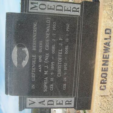 GROENEWALD Christoffel J.P. 1892-1962 &amp; Sophia M.J. GROENEWALD 1899-1957