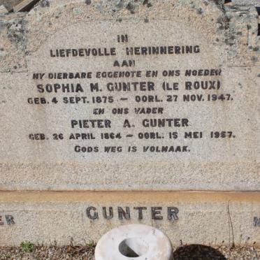 GUNTER Pieter A. 1864-1957 &amp; Sophia M. LE ROUX 1875-1947