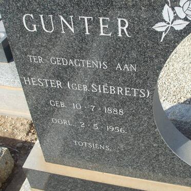 GUNTER Hester nee SIEBRETS 1888-1956