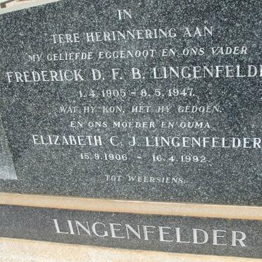 LINGENFELDER Frederick D.F.B. 1905-1947 &amp; Elizabeth C.J. 1906-1992