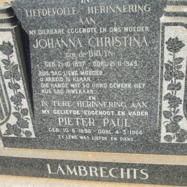 LAMBRECHTS Pieter Paul 1896-1966 &amp; Johanna Christina de BRUYN 1897-1949