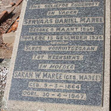 MAREE Servaas Daniel 1860-1934 &amp; Sarah W. MAREE 1864-1947