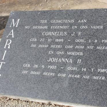MARITZ Cornelius J.F. 1889-1965 &amp; Johanna H. 1902-1989