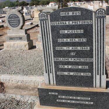 PRETORIUS Gillaume P.M. 1885-1966 &amp; Susanna E. du PLESSIS 1887-1940