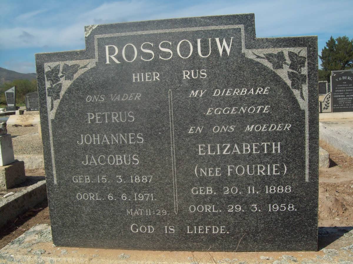 ROSSOUW Petrus Johannes Jacobus 1887-1971 &amp; Elizabeth FOURIE 1888-1958