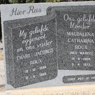 ROUX Charl Jacobus 1894-1968 &amp; Magdalena Catharina MAREE 1904-1977