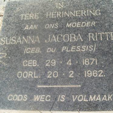 RITTER Susanna Jacoba nee du PLESSIS 1871-1962
