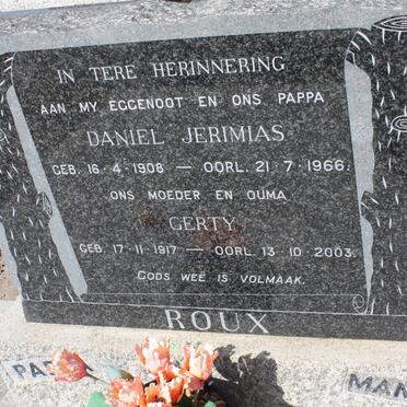 ROUX Daniel Jerimias 1908-1966 &amp; Gerty 1917-2003