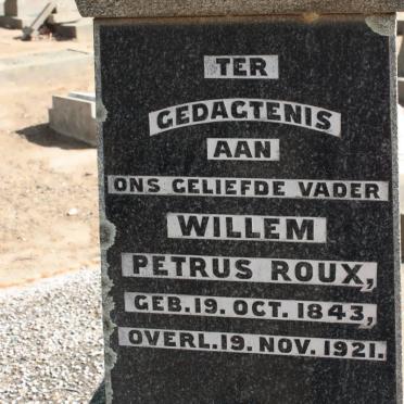 ROUX Willem Petrus 1843-1921 &amp; Susanna Cornelia Henrietta du TOIT 1849-1876 &amp; Margaretha Magdalena MALAN 1851-1910