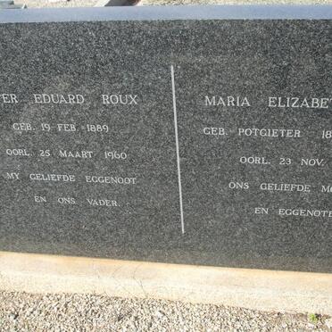 ROUX Pieter Eduard 1889-1960 &amp; Maria Elizabeth POTGIETER 1895-1964