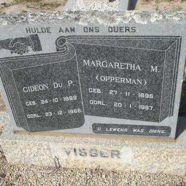 VISSER Gideon Du P. 1899-1966 &amp; Margaretha M. OPPERMAN 1896-1967