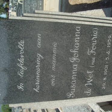 WET Susanna Johanna, de nee FOURIE 1901-1959