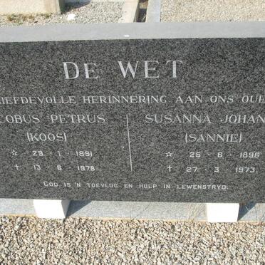 WET Jacobus Petrus, de 1891-1978 &amp; Susanna Johanna 1896-1973