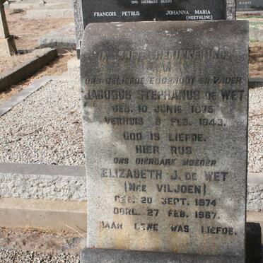WET Jacobus Stephanus, de 1875-1943 &amp; Elizabeth J. VILJOEN 1874-1967