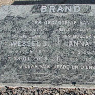 BRAND Wessel J. 1927-2003 &amp; Anna M.C. 1929-2000