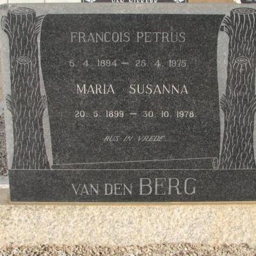 BERG Francois Petrus, van den 1894-1975 &amp; Maria Susanna 1899-1978\