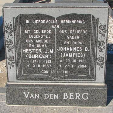 BERG Johannes D., van den 1922-2004 &amp; Hester J.M. BURGER 1921-1987