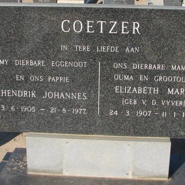 COETZER Hendrik Johannes 1905-1977 &amp; Elizabeth Maria v.d. VYVER 1907-1986