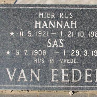 EEDEN Sas, van 1908-1995 &amp; Hannah 1921-1985