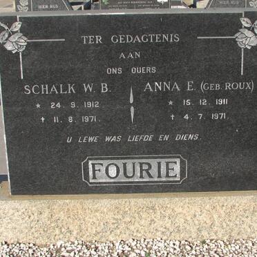 FOURIE Schalk W.B. 1912-1971 &amp; Anna E. ROUX 1911-1971